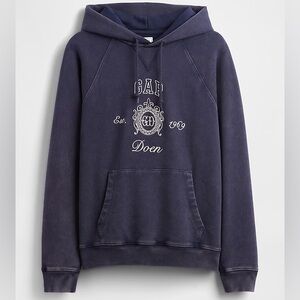 NWT Gap × DÔEN Adult Heavyweight Raglan Logo Hoodie Navy Large